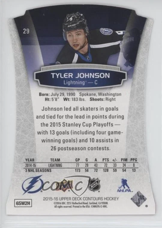 2015-16 Upper Deck Contours Red /99 Tyler Johnson #29 - Image 2 of 2