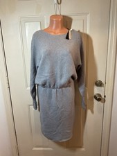 TAHARI, Size Lg, Heather Gray, Sweater Dress w/Elastic Waist.  Orig. $88.  NEW.