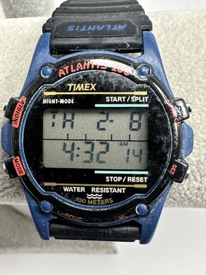 Timex Atlantis 100 Blue Case 745 New Battery 1996 D8 39MM 8