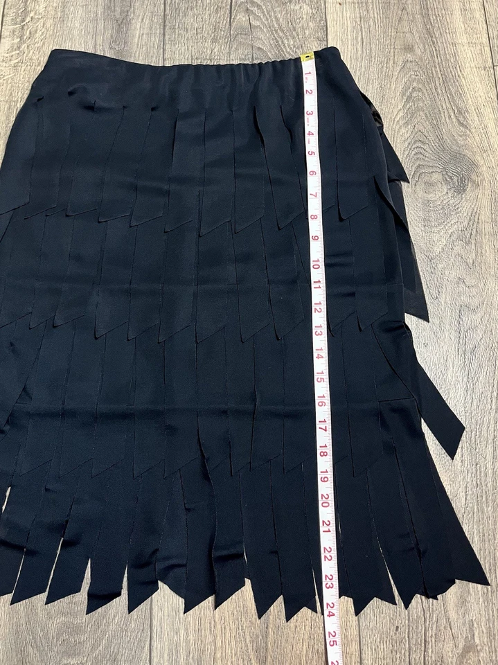 Falda vintage Cartise negra con flecos en capas talla 6 cintura elástica caprichosa gótica Foto 4 de 4