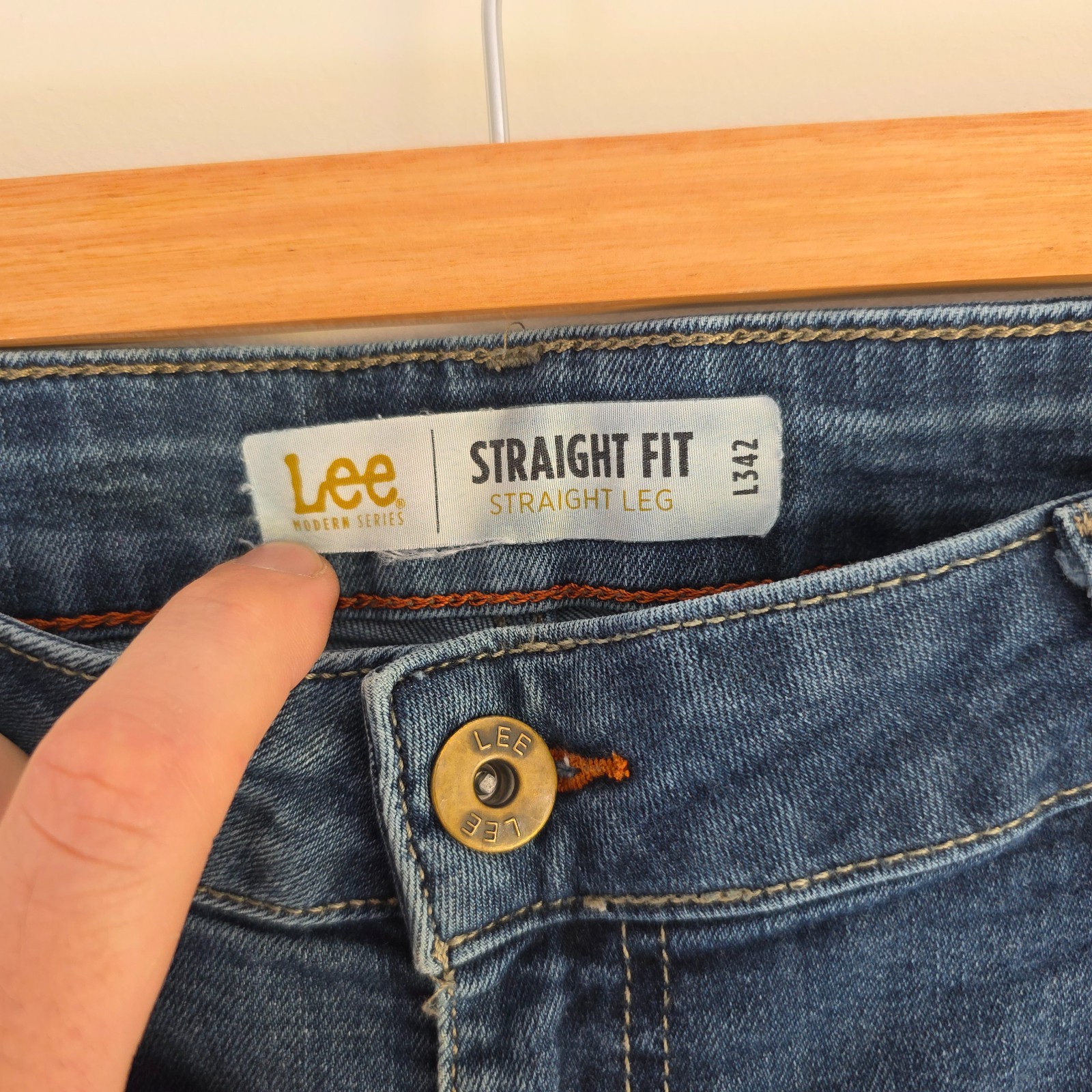 Lee Straight Fit Jeans W42 L29 Blue Denim Regular Fit Workwear Casual Men's L342 image 5