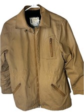 London Fog Youth Jacket Coat Size 11-12 Tan Faux Fur Lined Full Zip Pockets Fair