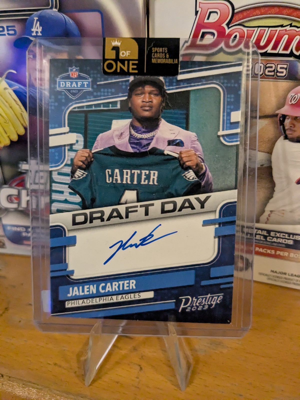 JALEN CARTER - 2023 Prestige Draft Day Rookie On Card Auto RC HAWK TUAH