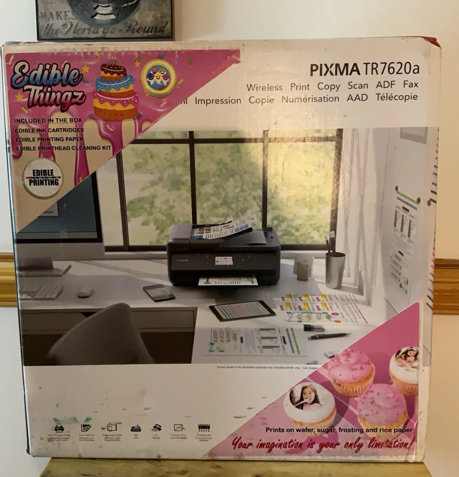 Impresora de imágenes Canon Cake Topper, cartuchos de tinta comestible, paquete de 12 hojas de azúcar Foto 2 de 4