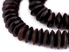 Dark Brown Kenya Bone Beads Saucer 22mm African Large Hole 23 Inch Strand
