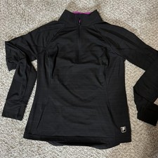 Fila Sport Pullover Womens Medium Black 1/4 Zip Long Sleeve Thumbholes Athletic