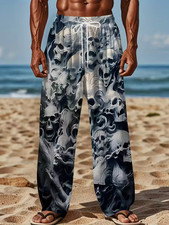 Skull All Print Over Print Pajama Pants