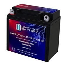 -12 Volt 9 AH, 130 CCA, Rechargeable Maintenance Free SLA AGM YB9A-A