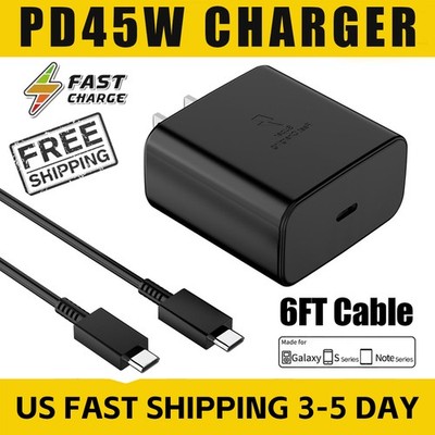 45W PD Fast Wall Charger+6ft Type-C Cable For Samsung Galaxy S21 S22 S23 S24 S25