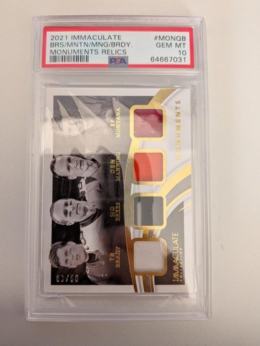 Brady Manning Brees Montana Immaculate Monuments Quad Patch Relics /49 PSA 10