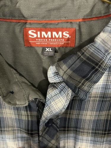 Simms Flanell Shacket Hemd Herren XL weiß blau kariert kaltes Wetter gefüttert - Bild 4 von 7