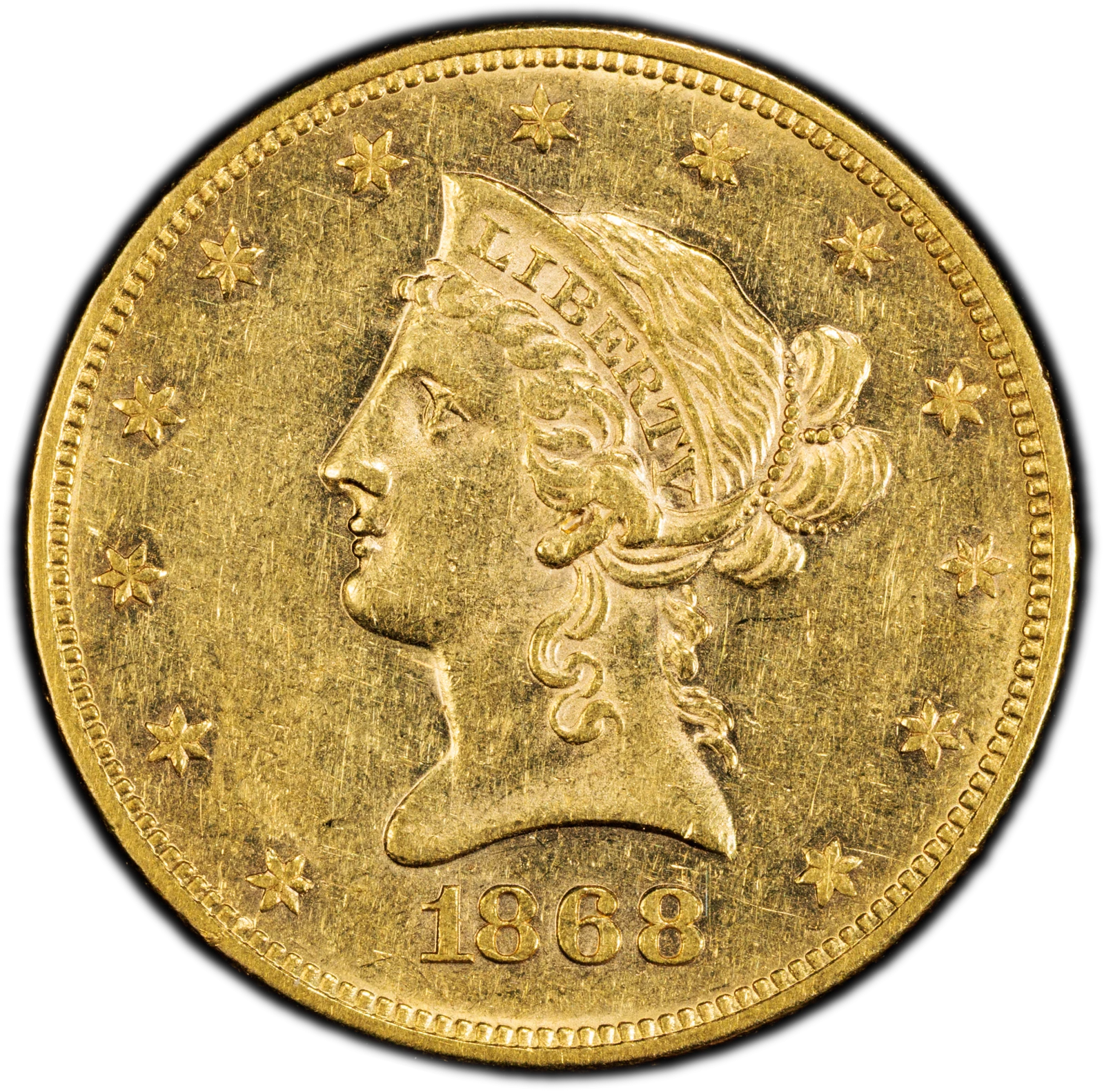 1868 $10 Liberty Head Eagle PCGS AU55