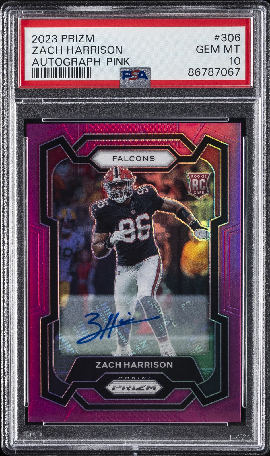 2023 PANINI PRIZM AUTO-PINK PRIZM #306 ZACH HARRISON PSA 10