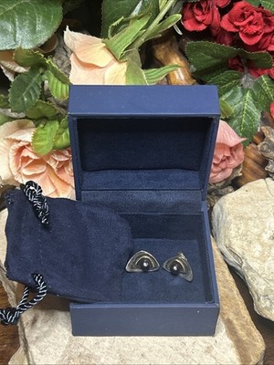 55. El Ed Levin 925 Sterling Peacock Pearl Triangle Stud Earrings 17mm, 2.5g