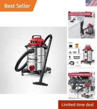 Effortless Cleaning with 8-Gallon Wet/Dry Vacuum - 360° Casters & Blower Feature