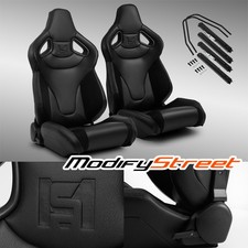 C-series Reclinable Black Wsuede Pvc Sport Racing Seats Pair With Slider