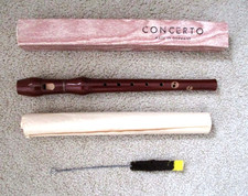 Concerto Wooden Recorder with Original Box, Chart, Cleaning Tool - Germany