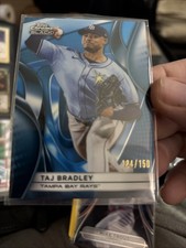 Taj Bradley 2025 Topps Chrome Black Blue Refractor 124/150 Tampa Bay T22