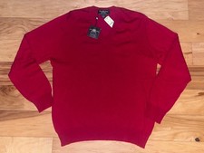NWT BROOKS BROTHERS MEN  S RED LIGHTWEIGHT V-NECK CASHMERE SWEATER SIZE M LD3