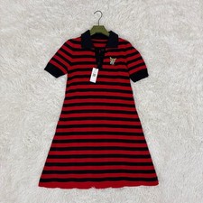 USED GUCCI STRIPED DRESS IN NAVY AND RED WITH CAT PATCH GOOD