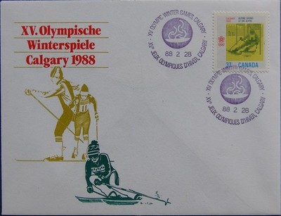 CANADA KANADA 1988 1075 FDC Winter Olympics Olympia Calgary Riesenslalom Slalom