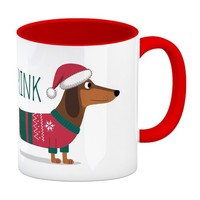 Weihnachts-Dackel Longdrink Kaffeebecher In Rot