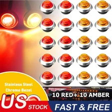 20x Amber Red 3LED Side Marker Clearance Lights Waterproof for Trailer Truck RV