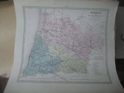 Landeskarte Abel Pilon & Cie A. Der Vasseur aus einem Atlas 19. Jh.