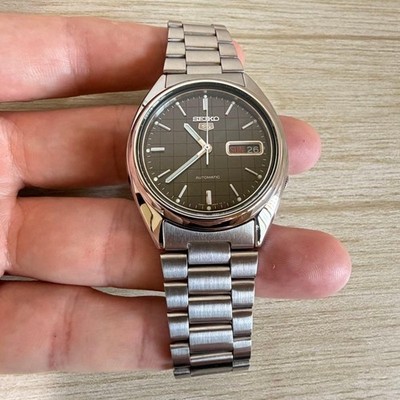 Popular Checkered Dial SEIKO 5 7S26-0480 Automatic With Transparent Case Back