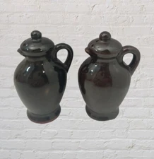Vintage Brown Ceramic Jar/Jug/Pot Salt And Pepper Shakers