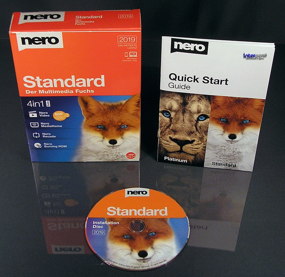Nero Standard 2019 Vollversion Box + CD Multimedia 4in1 Brennsoftware OVP NEU - Bild 2 von 4