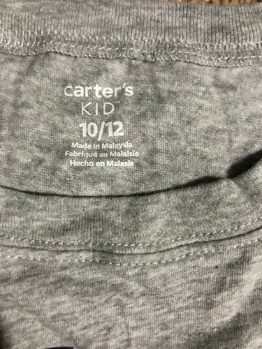 Carter’s Kid Boys Gray Avocado Print 100% Cotton Short Sleeve T-Shirt Size 10/12 - Picture 3 of 4
