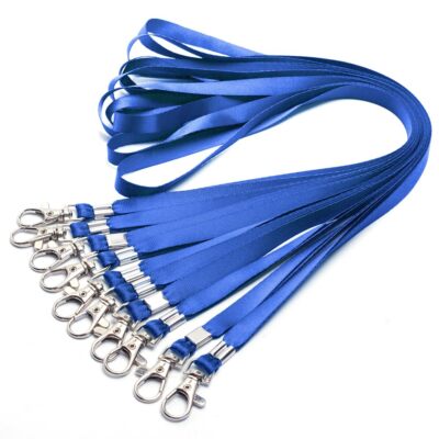 Lanyards 10 Pcs Bulk Lanyard for Id Badges Flat Blue Lanyard with Badge Clip ...