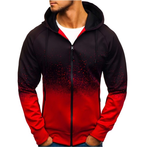 Hooded 3D Digital Printing Gradient Sweater for Men Slim Fit Long Sleeve Stand-U - Picture 20 of 20