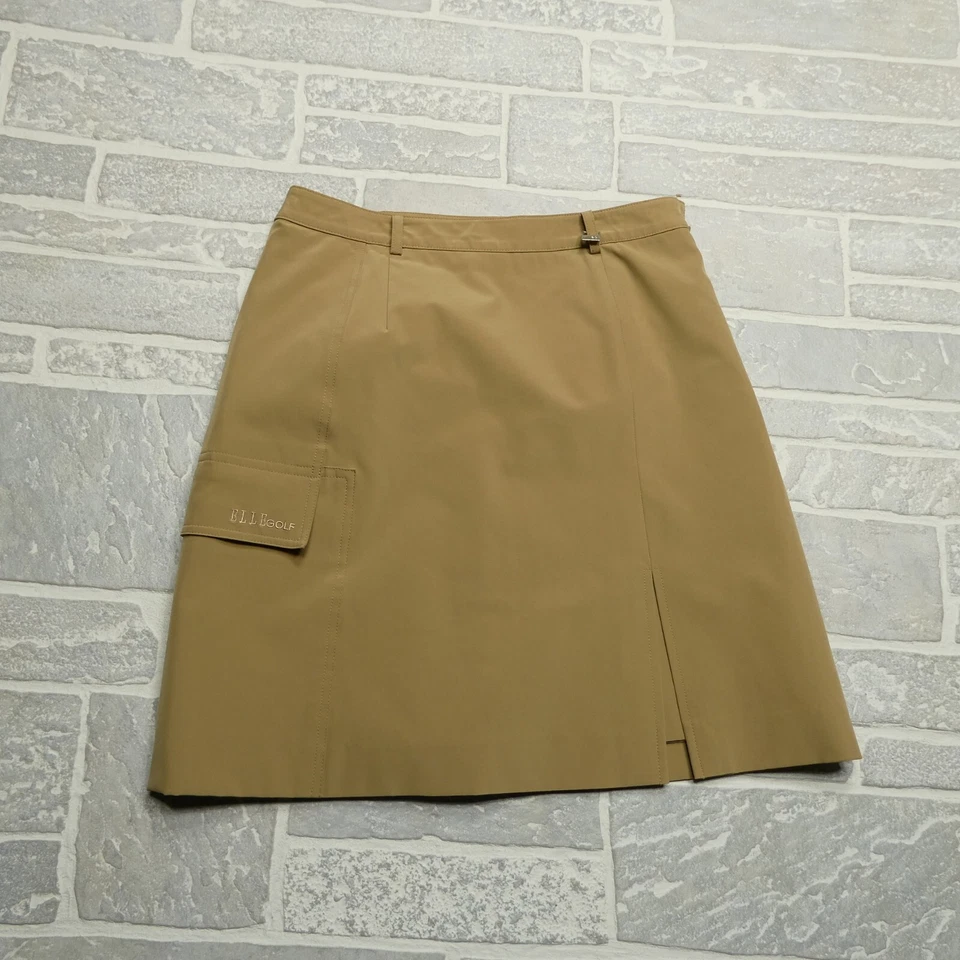 Falda corta de golf Elle para mujer talla 26 beige poliéster elástica forrada bordada Foto 2 de 4
