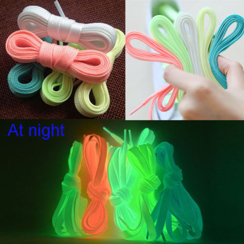 Pastell Glow im Dunkeln farbige flache Schnürsenkel für Kinder Damen Turnschuhe Schuhe - Bild 19 von 25