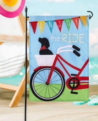 Meadow Creek Garden Flag 18''  Enjoy the ride with hand stitched embellishments  