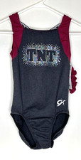 GK Elite AS Adult Small NWT Gymnastics Leotard TNT Wine Gray Knit Scrunchie