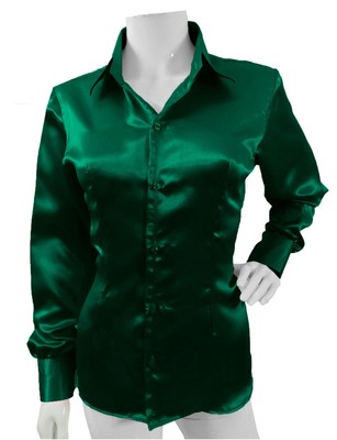 Satin shirt/Blouse Top Puff Shoulder 