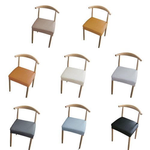 Elsatic PU Leather Cow Horn Chair Cover Waterproof Stretch Dining Chair Cover - Picture 3 of 20