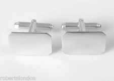 Solid 925 Sterling SIlver 17x11mm Rectangle Cufflinks Cuff Links Swivel Back