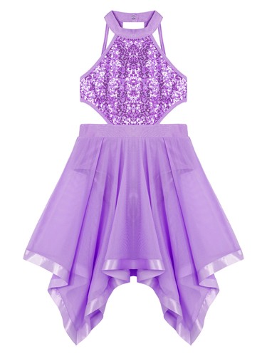Niñas Vestido de Baile Sin Mangas Cuello Halter Maxi Vestido Moderno Ropa de Baile Ropa - Imagen 113 de 114