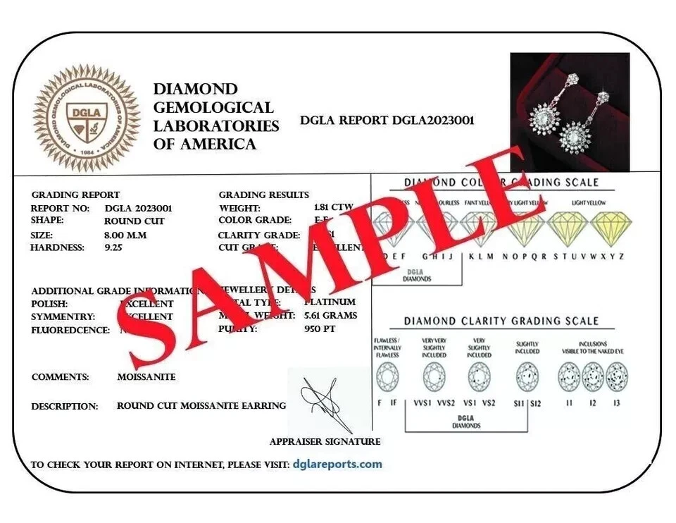 Cluster Hoop Earring Solid 10K Yellow Gold 1.Ct Round Cut Certified Moissanite - Image 4 of 4