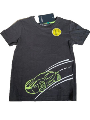 Blue seven kids T-Shirt Gr.128 Auto Sportwagen grau Glows in the dark Effekt NEU