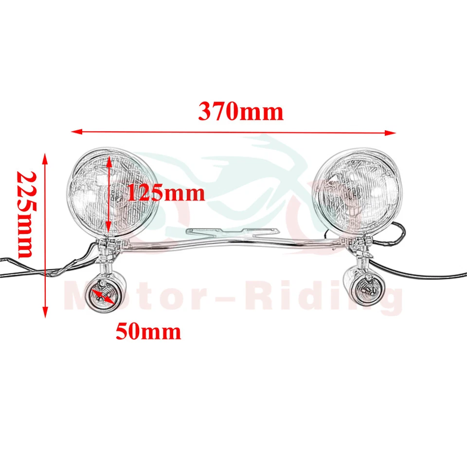 黑色/铬合金通行驾驶点雾灯转向信号灯适用于哈雷本田 — 第 4/4 张图片