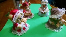 Lot Of 4 Vintage Jasco Caring Critter Chimers Christmas Ornament Bells