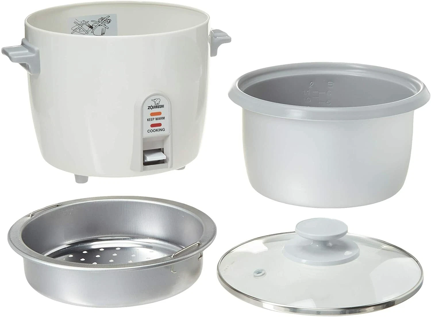 Zojirushi NHS-10 6 Cup Rice Cooker Steamer Warmer White Stainless Steel