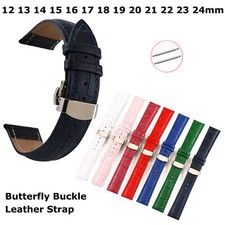 12 13 14 15 16 17 18 19 20mm Leather Strap 21 22 24mm Watch Band Butterfly Clasp