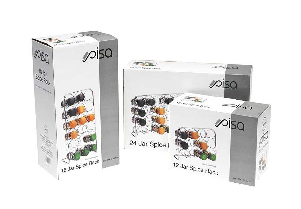 Pisa® Spice Rack Chrome Metal Stand Kitchen Cooking Jar Organiser Free Standing - Image 2 of 4