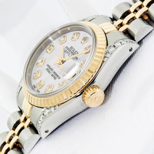 Rolex Lady DateJust 26 MOP Diamond Dial Steel and 18K Gold Diamond Bezel Watch - Picture 5 of 11